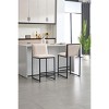 Lyngins Counter Height Bar Stools Set of 2,Upholstered Linen Bar Chairs with Metal Footrest and Frame,Armless Chairs for Kitchen Counter Cafe - 2 of 4