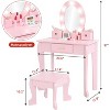 Kids' Vanity Set with Mirror and Light, Makeup Mirror with Light, Vanity Chair, Makeup Table and Stool, Wood Makeup Playset for Girls Ages 4-9 - 2 of 4