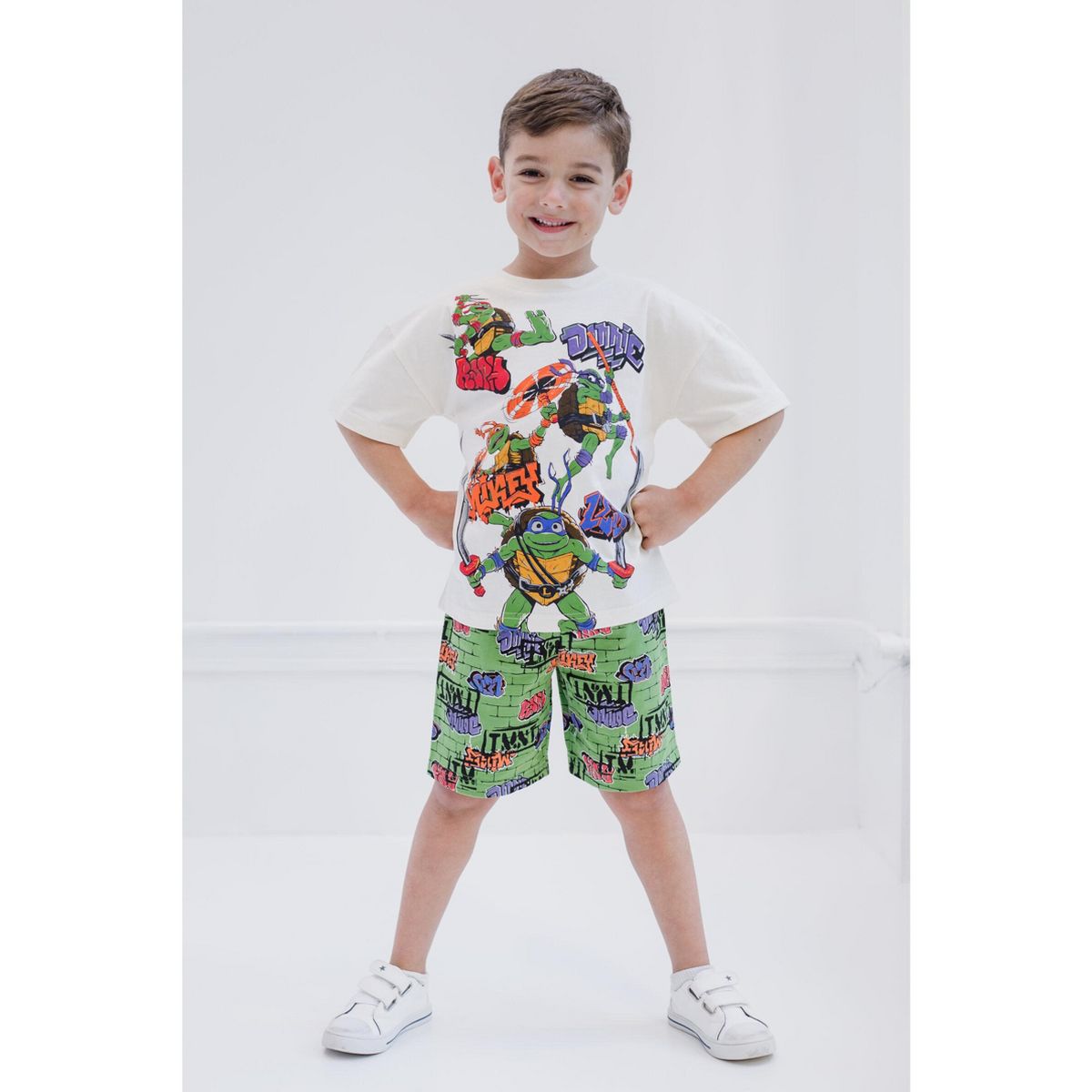 Teenage Mutant Ninja Turtles Donatello Raphael Leonardo T-Shirt and French Terry Shorts Outfit Set Little Kid to Big Kid - thumbnail 5
