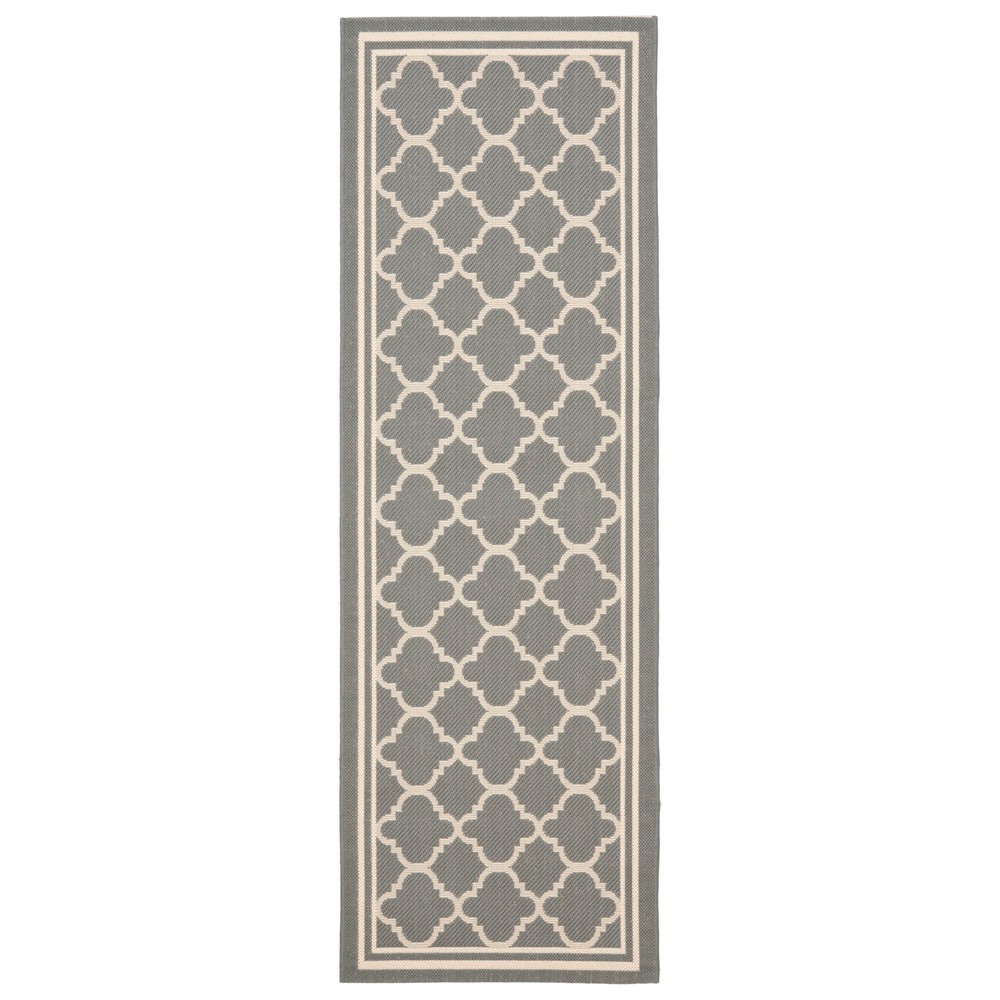 2'3inX8' Runner Renee Outdoor Patio Rug Anthracite/Beige - Safavieh