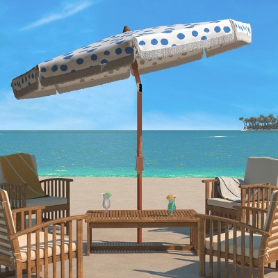 Sydney 6.5 Ft Baby Blue and White Polka Dot Beach Umbrella