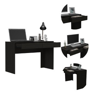 Vynxaria Industrial Black Desk 2 Drawers Metal Frame Compact Design for Urban Home Offices - 1 of 4