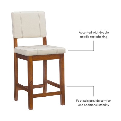 Milano 24" Cream Upholstered Wood Counter Stool