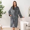 PAVILIA Womens Housecoat Zip Robe, Fleece Zipped Up Front Bathrobe, Plush Warm Long Zipper House Coat Lounger Pockets - 3 of 4