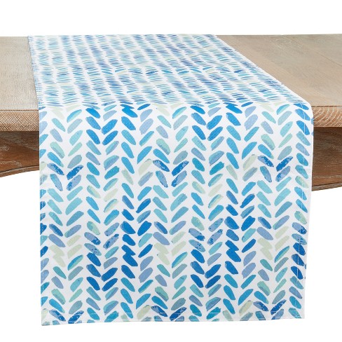 Saro Lifestyle Watercolor Table Runner With Chevron Design - image 1 of 3