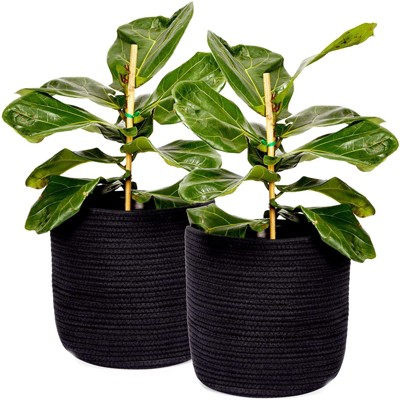 Juvale 2 Pack Window Basket Planter Woven with Plastic Liner for Summer, Indoor Outdoor Decor, Black, 10 x 11 In
