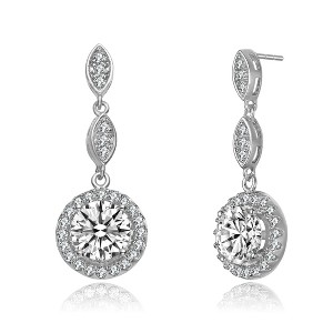 Guili Sterling Silver Earrings with Clear CZ in Silver, Gold, or Rose Plated Dangling Design – Elegant, Stylish, and Perfect for Any Look - 1 of 4