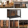 Dog Crate Furniture - Wood & Steel Pet Cage with 2 Doors & Locking Wheels, 37" End Table for Small/Large Dogs, Brown - 2 of 4