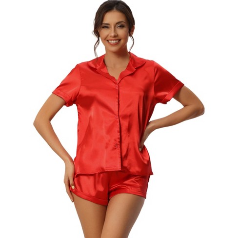 Satin Pajama Shirt & Shorts Set  Satin pajamas, Pajamas women, Pajama set