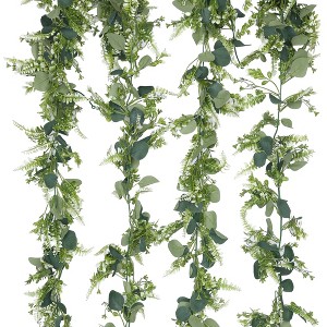 Unique Bargains Indoor Outdoor Waterproof Artificial Hanging Vine Plants 72" 4 Pcs - 1 of 4