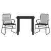 vidaXL Patio Dining Set Conversation Set with Coffee Table Black PVC Rattan - 31.5" Table Length 2 Items - 3 of 4