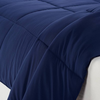 Navy Microfiber Full/Queen Bedspread Set with Pillow Shams