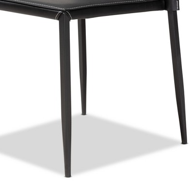 Set of 4 Black Faux Leather Parsons Dining Chairs with Metal Legs