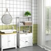 kleankin Bathroom Storage Cabinet, Linen Cabinet, Bathroom Organizer with Doors and Shelves, White - 3 of 4