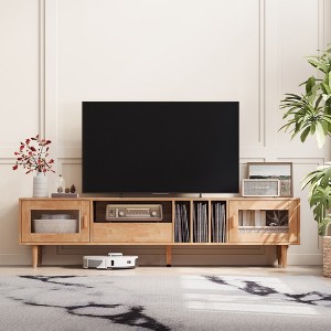 TV Stand for 80 Inch TV, Mid Century Modern Entertainment Center with Storage Shelves - 1 of 4