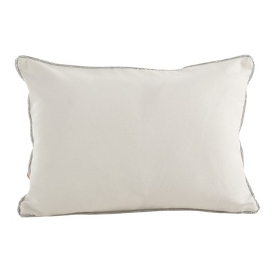 Soft Silver Poinsettia Branch Cotton Lumbar Throw Pillow
