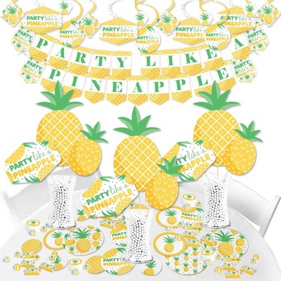 Big Dot of Happiness Tropical Pineapple - Summer Party Supplies - Banner Decoration Kit - Fundle Bundle