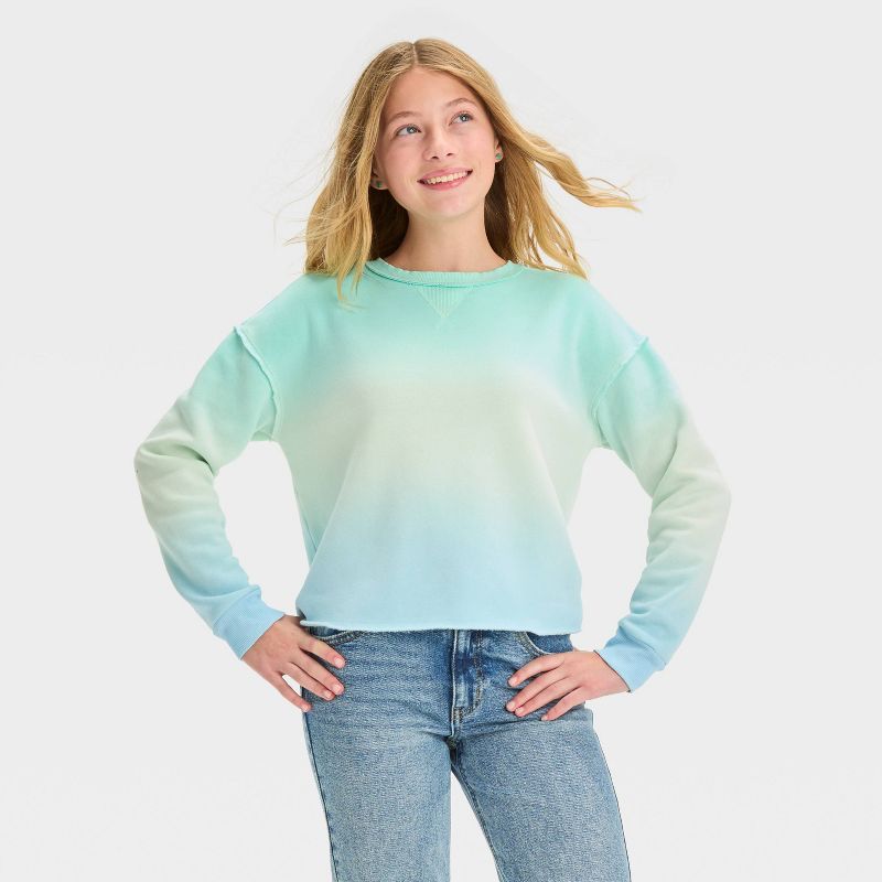 Girls' Fleece Crewneck Cropped Sweatshirt - art class™, 1 of 4
