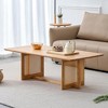 QingMoon Rectangular Rattan Coffee Table, Solid Wood Center Low Table with Cross Table Legs for Living Room, Bedroom and Office - 2 of 4