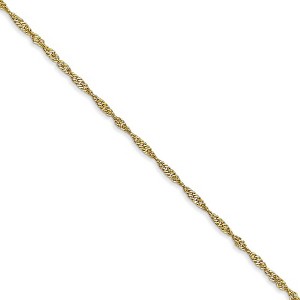 Black Bow Jewelry 1.4mm 10k Yellow Gold Solid Singapore Chain Necklace - 1 of 4