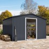 10x8 ft Outdoor Storage Shed, Galvanized Steel Garden Shed with Lockable Door, Gray/Brown - 2 of 4