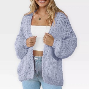 Women's Sweater Knit Cardigan with Pockets - Open Front Cable Knit Chunky Thick Sweater for Comfy Winter Knitwear,Sky Blue - M - 1 of 4