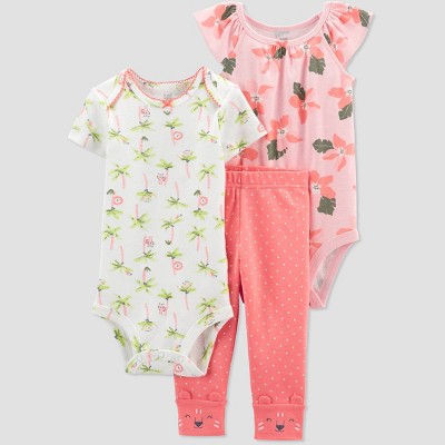 Image of Baby Girls' Floral Top & Bottom Set - Just One You® made by carter's Coral 3M