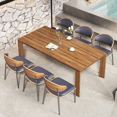 62.99 inches solid wood dining table, accommodating 4-6 people