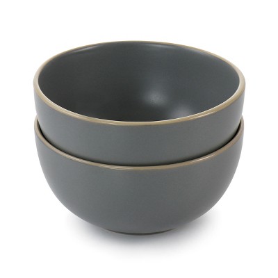 Gray Matte Ceramic Microwave Safe Cereal Bowl