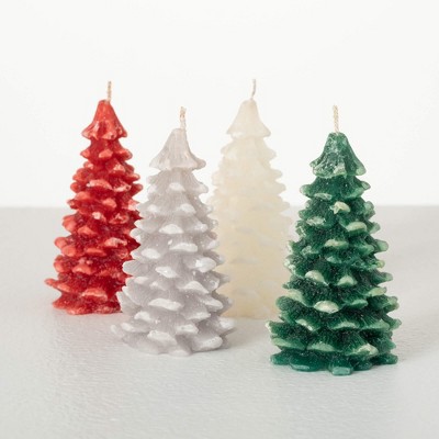 3.25"H Vance Kitira Pine Tree Candle - Set of 4, Multicolored