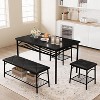 4-Piece Compact Kitchen Dining Table Set for 4,Upholstered Bench+2 Stools with Storage Shelf–Metal Frame Wood Tabletop - 2 of 4