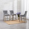 WestinTrends 24" Linen Tufted Buttons Upholstered Wingback Counter Stool (Set of 3) - 2 of 4