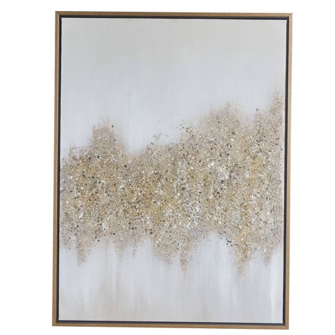 11" x 11" Rectangular Abstract Textured Canvas Wall Art with Gold Wood  Frame Gold/Gray - CosmoLiving by Cosmopolitan