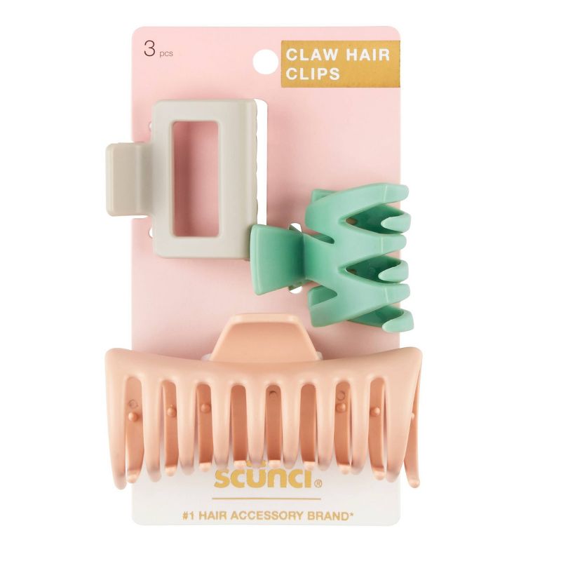 sc&#252;nci Assorted Styles Claw Clips - Matte Peach/Cream/Mint - All Hair - 3pcs, 1 of 6