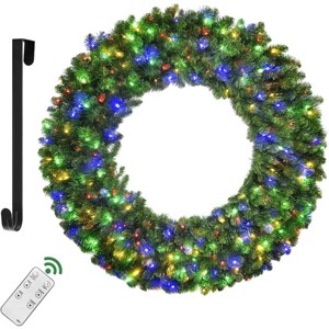 HOYECHI 48-inch Lighted Christmas Outdoor Wreath Holiday Decor - 1 of 4