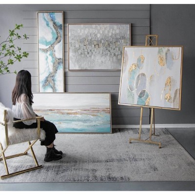 Blue and Gold Abstract Canvas Oil Painting Set
