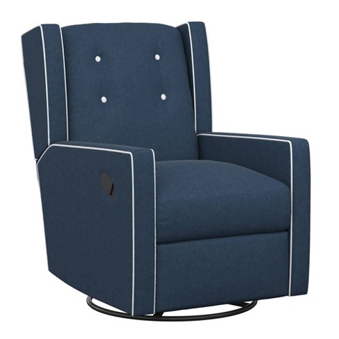 Navy blue cheap swivel rocker recliner