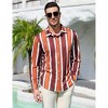 Men's Casual Striped Button Down Shirts Stretch Long Sleeve Vacation Beach Shirts - 2 of 4