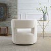 Swivel Barrel Chair with Teddy Fabric, Round Accent Chair with 360° Base for Living Room, Polywood Chair with Polyester Cushion-Coolbibila - 2 of 4