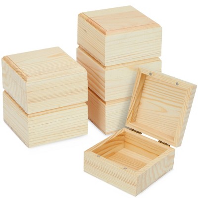 Bright Creations 6 Pack Unfinished Wooden Boxes With Hinged Lids ...