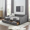 Full Size Upholstered Button Tufted Sofa Bed With Drawers And Waved Shape  Arms, Gray - Modernluxe : Target