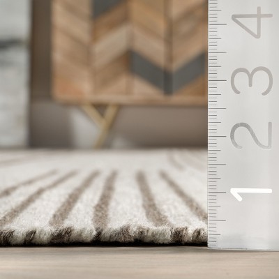 Handmade Dark Beige Wool Reversible Striped Runner Rug