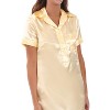 Alexander Del Rossa Women's Satin Nightgown, Boyfriend Style Short Sleeve Sleep Shirt - 3 of 3