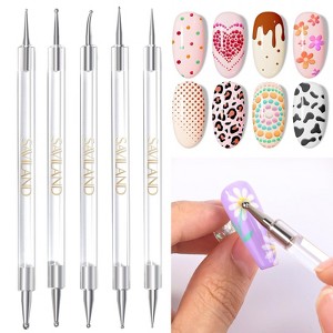Saviland 10-in-1 Dual-Tip Dotting Kit: Multi-Size Nail Art Pens for Dotting & Embossing - Transparent Design Tool Set - 1 of 4