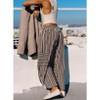 Coolmee Women's Palazzo Pants Summer Casual Wide Leg High Waist Lounge Flowy Travel Vacation Striped Trousers - 3 of 4