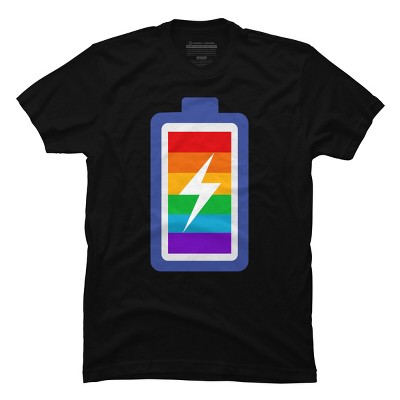 Adult Design By Humans Pride Charging Battery By PINHEAD66 T-Shirt