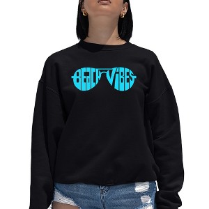 LA Pop Art Beach Vibes - Women's Word Art Crewneck Sweatshirt - 1 of 4