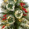 Nearly Natural 50-in Frosted Swiss Pine Artificial Christmas Tree with 100 Clear LED Lights and Berries in White Planter - 3 of 3