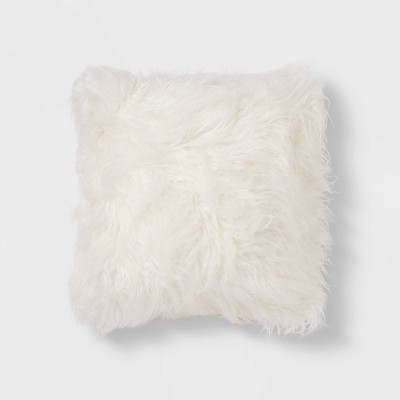 Square Faux Fur Decorative Throw Pillow Cream - Threshold™