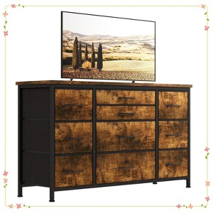 Jojoka Dresser TV Stand, Wide Entertainment Center with 10 Drawers for 55” TV,  Waterproof Wood Top - 1 of 4